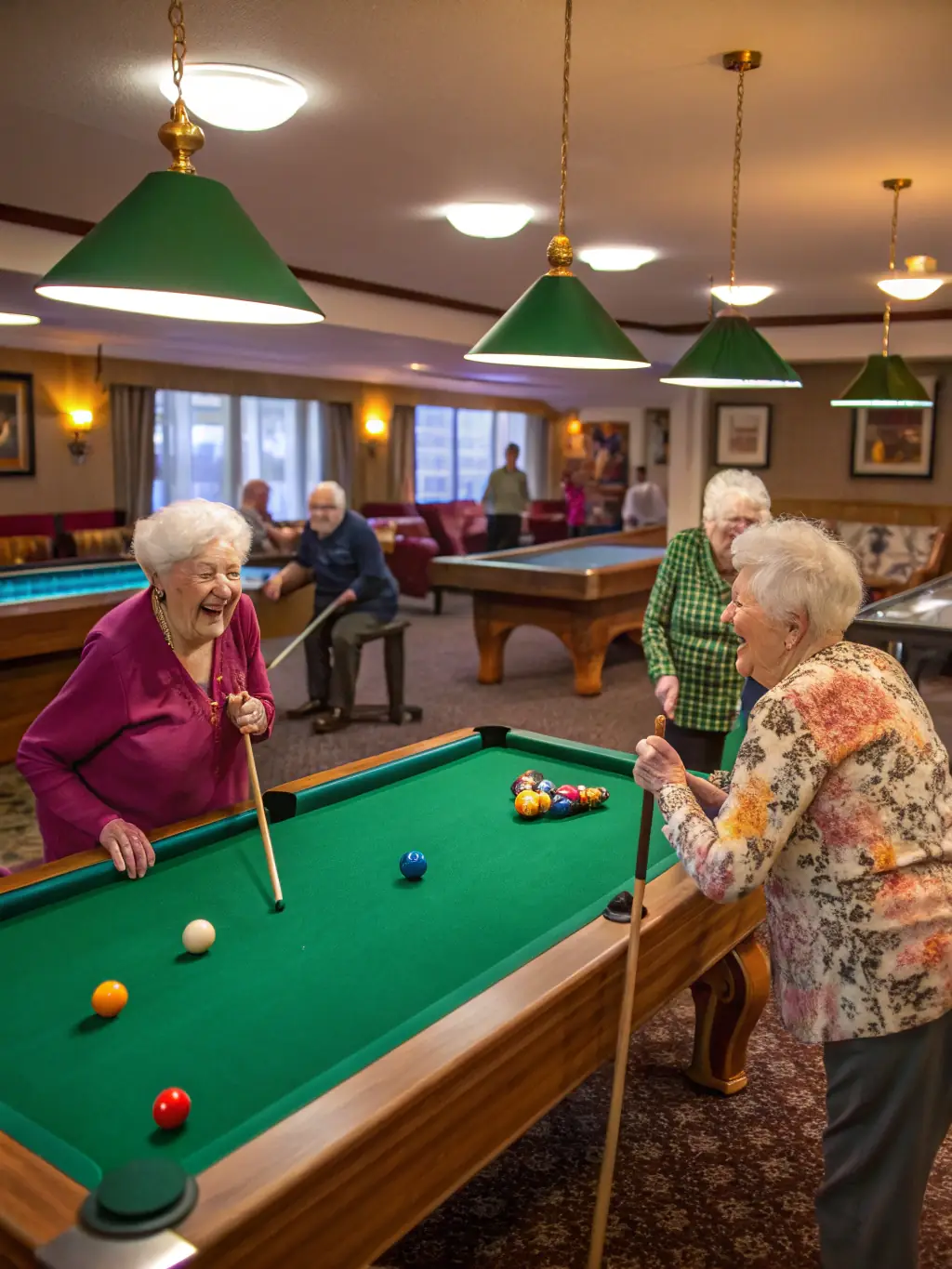 A diverse group of members participating in a friendly billiards tournament at BCB BILLARD CLUB BAIGNOIS, emphasizing the club's inclusive and community-oriented atmosphere.